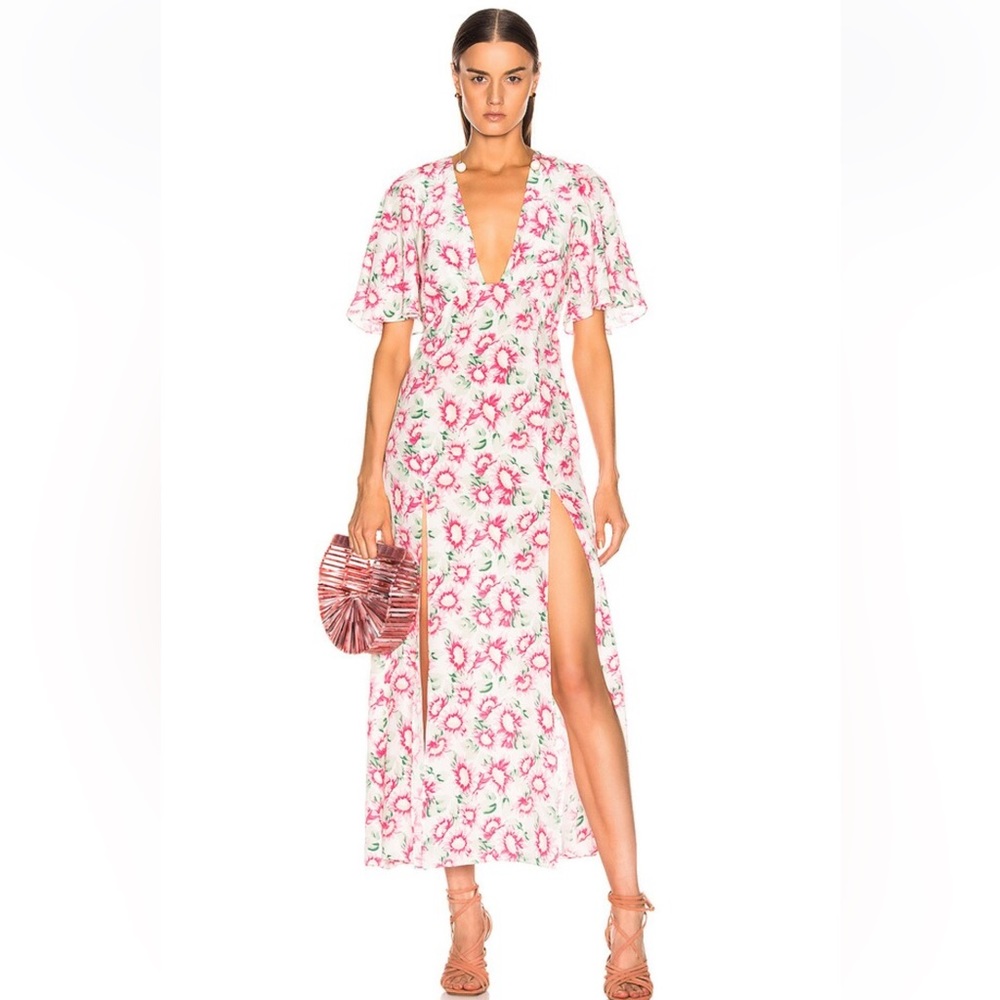 Les Reveries Deep Neck Petal Sleeve Dress, great condition, size 2